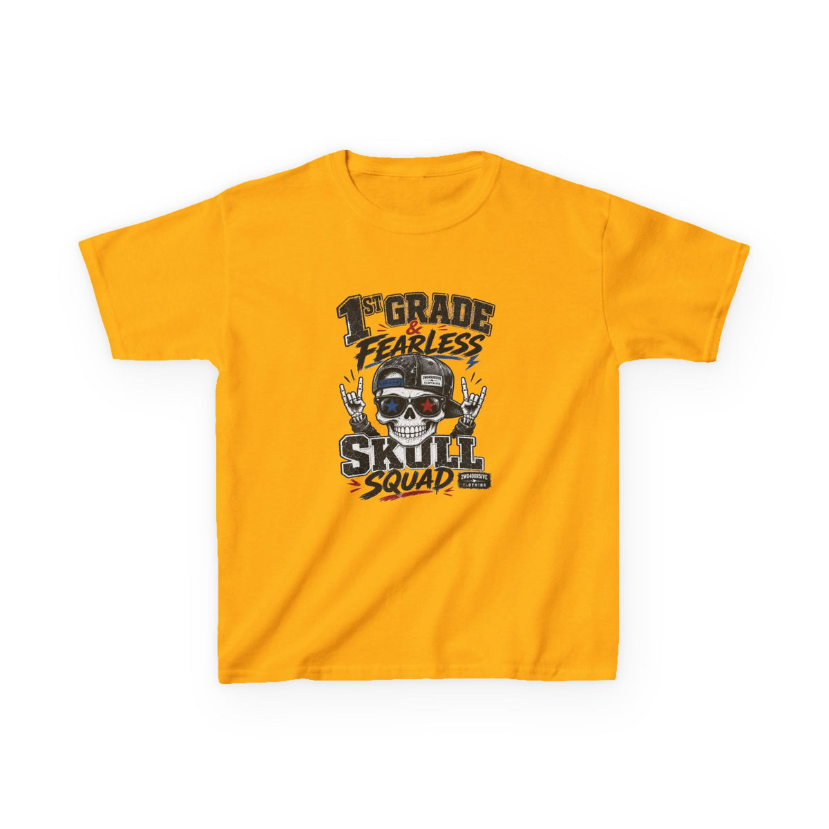 Kids Skull Squad T‑Shirt – 1st Grade Fearless Design