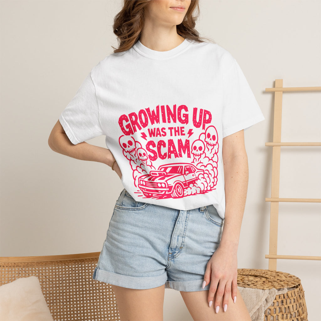 T-Shirt — "Growing Up Was the Scam" Retro Car Graphic Tee