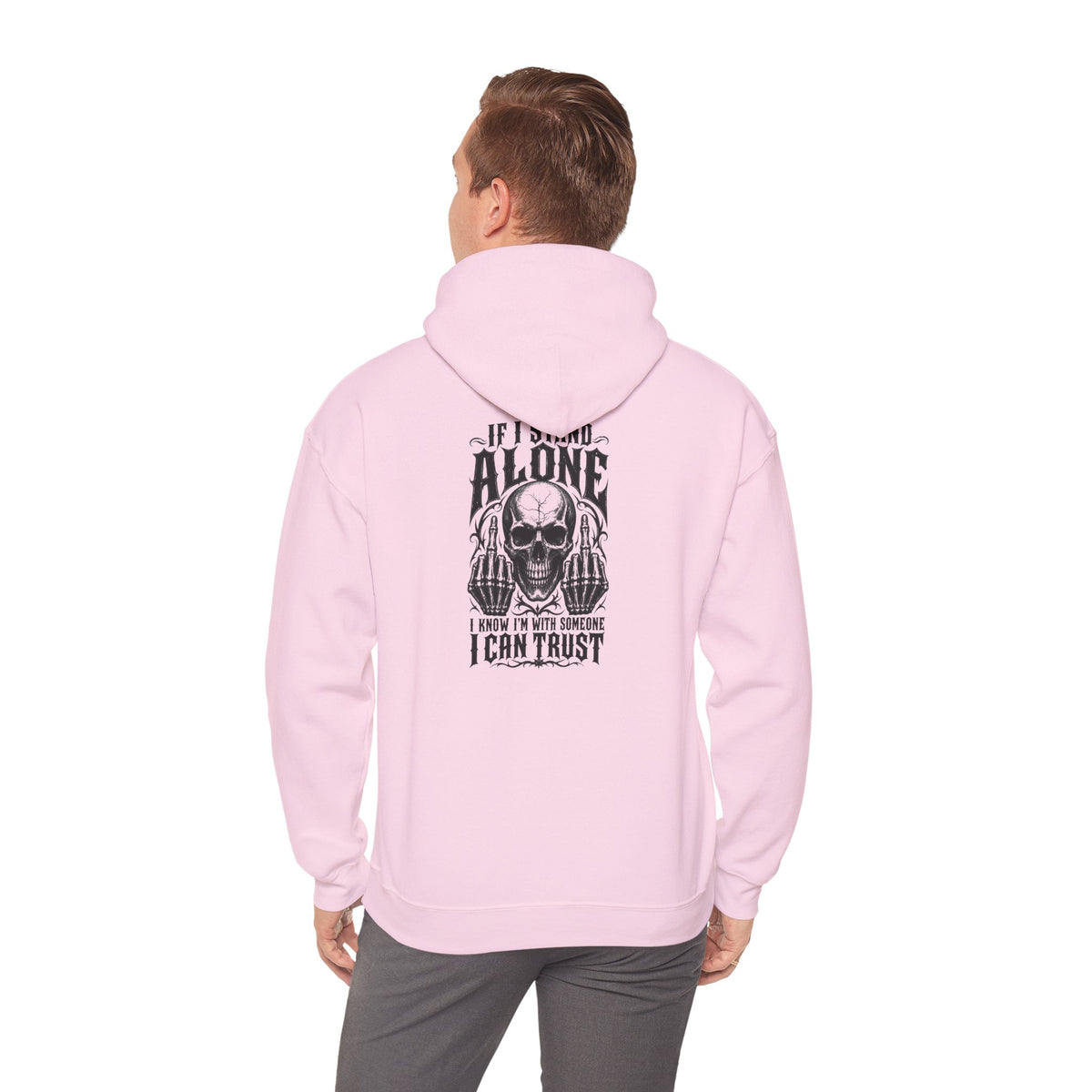 Skull Graphic Hoodie - "Alone I Can Trust" Gothic Skull Back Print