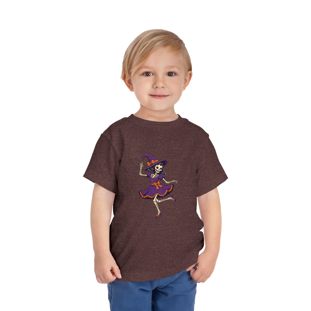 Toddler Witch Skeleton Tee — Cute Dancing Skeleton Halloween Shirt for Kids