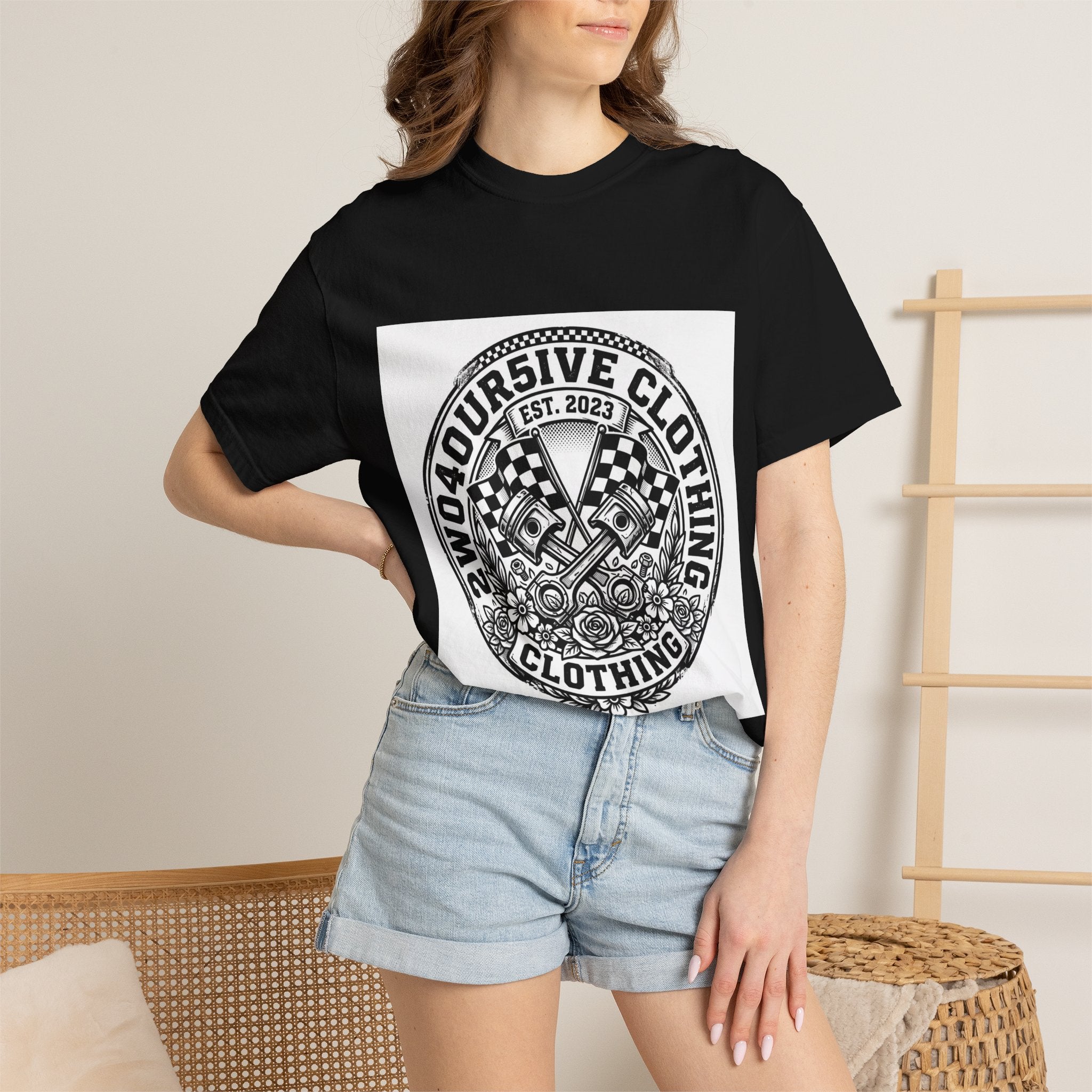 Vintage Racing Crest T-Shirt — '2W04OURSIVE CLOTHING' Graphic Tee