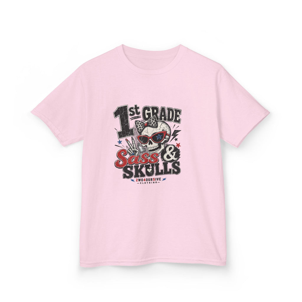 1st Grade Skulls & Sparks Kids Tee — Cute Rocker School Shirt for Back to School