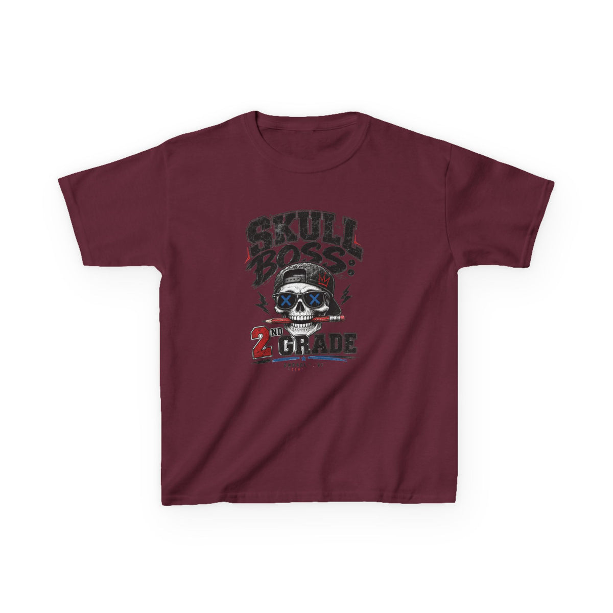 Kids Tee — "Skull Boss 2nd Grade" Back-to-School Graphic Shirt