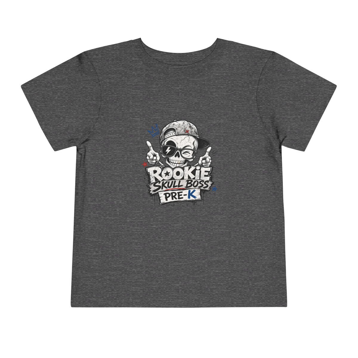 Toddler Tee — "Rookie Skull Boss Pre-K" Graphic Shirt