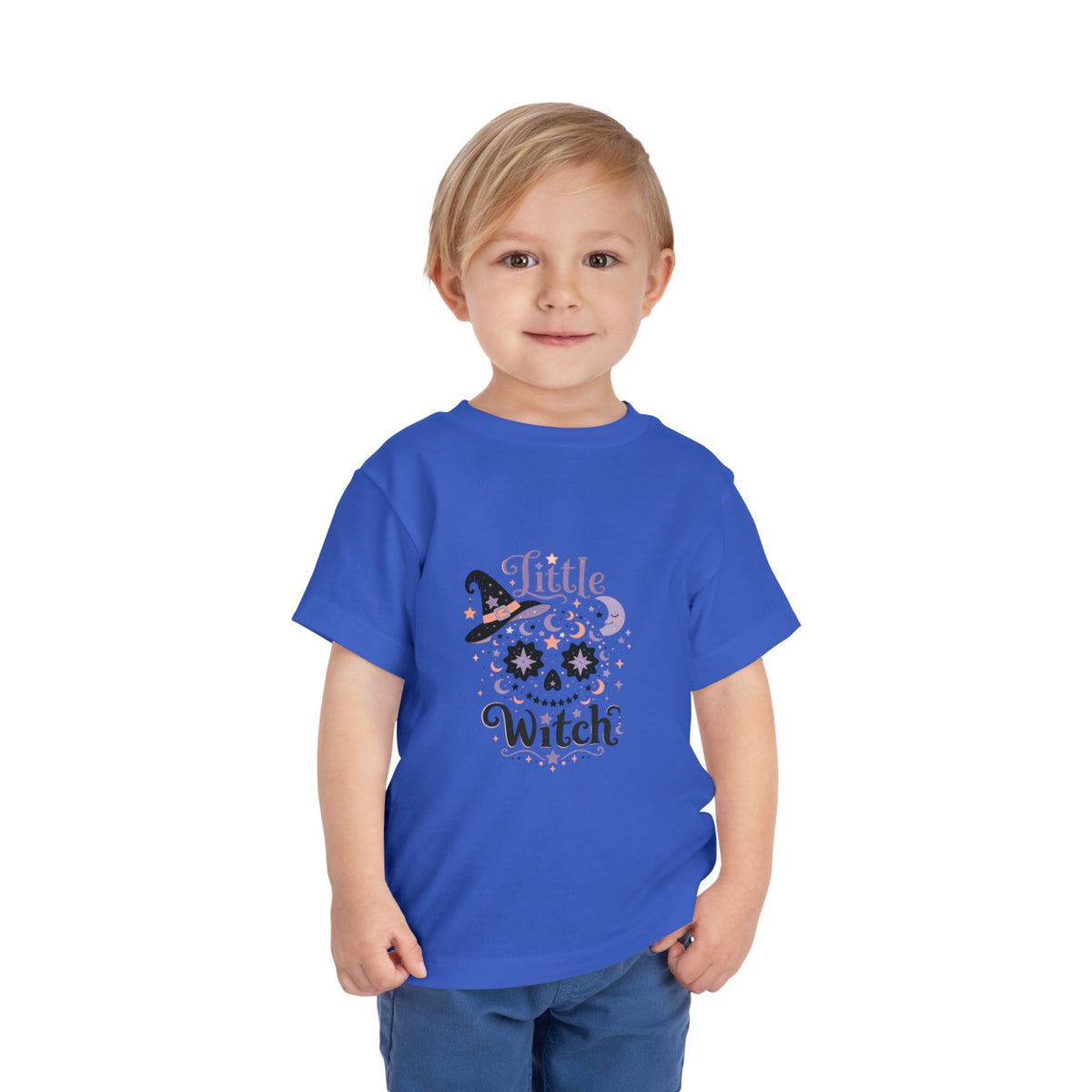 Toddler Tee — "Little Witch" Halloween Skull Hat Graphic