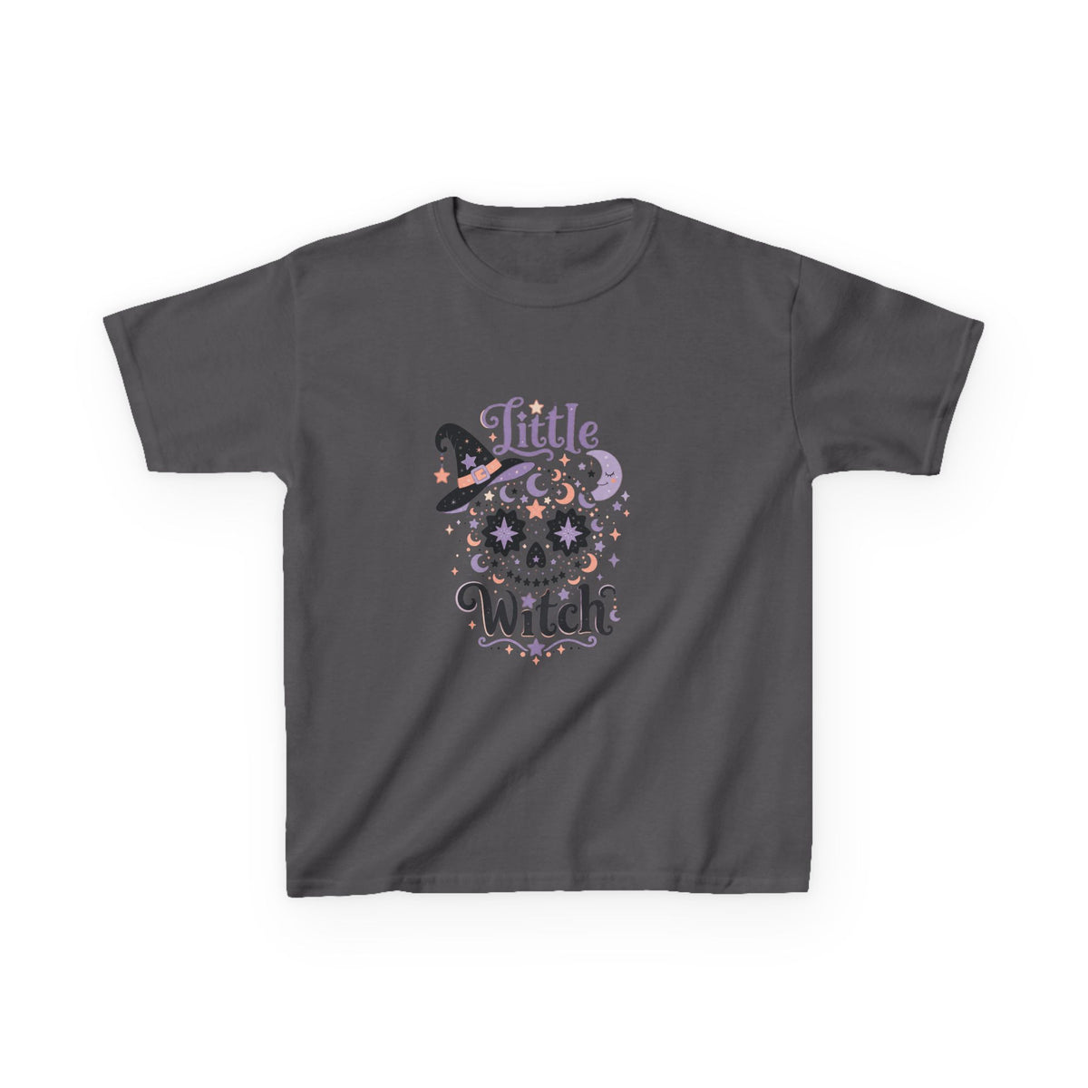 Kids T-Shirt - "Little Witch" Halloween Skull Design