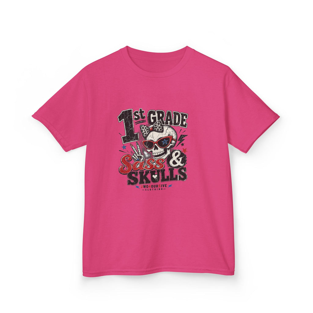 1st Grade Skulls & Sparks Kids Tee — Cute Rocker School Shirt for Back to School