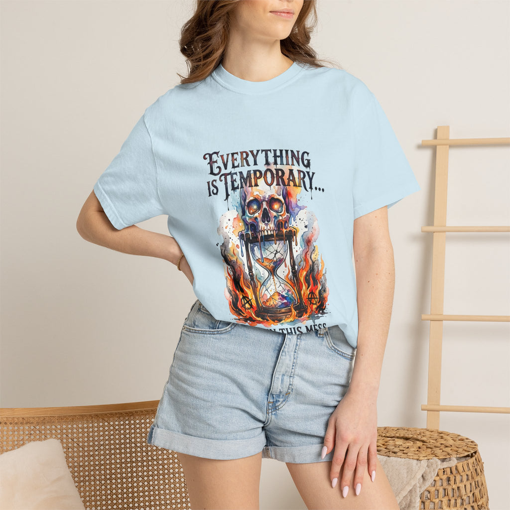 Everything Is Temporary T-Shirt — Skull Hourglass Graphic Tee