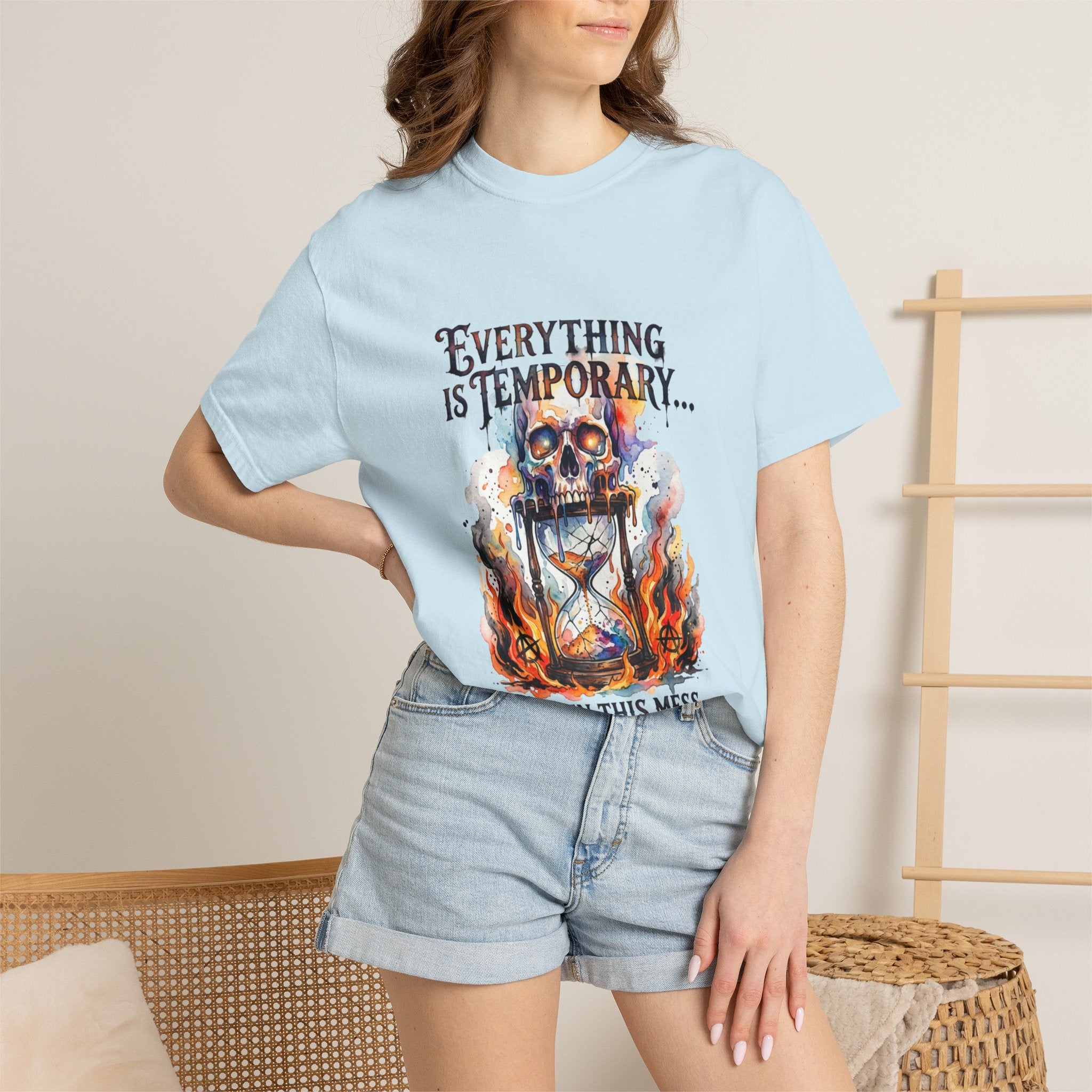 Everything Is Temporary T-Shirt — Skull Hourglass Graphic Tee