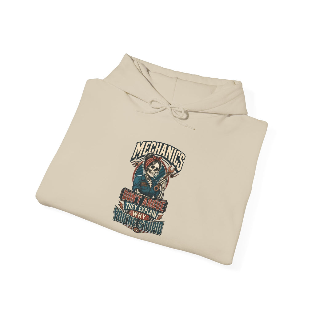 Mechanics Don't Argue Hoodie | Funny Vintage Skeleton Mechanic