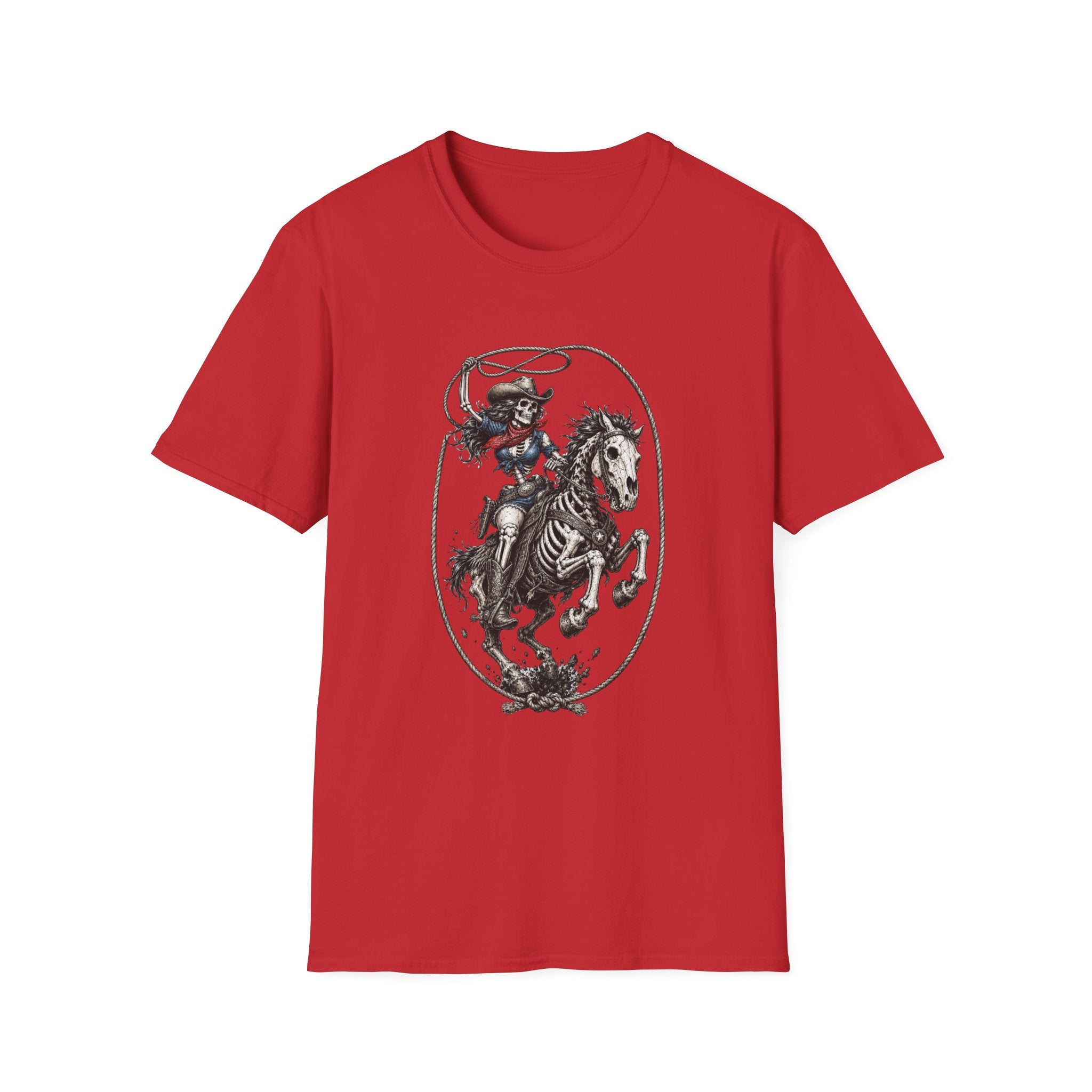Skeleton Cowboy Riding Horse T-Shirt — Western Gothic Rodeo Tee