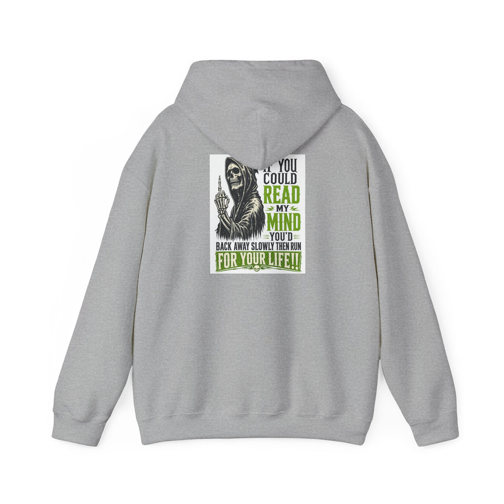Reaper Graphic Hoodie — "You Could Read My Mind" Dark Humor Pullover