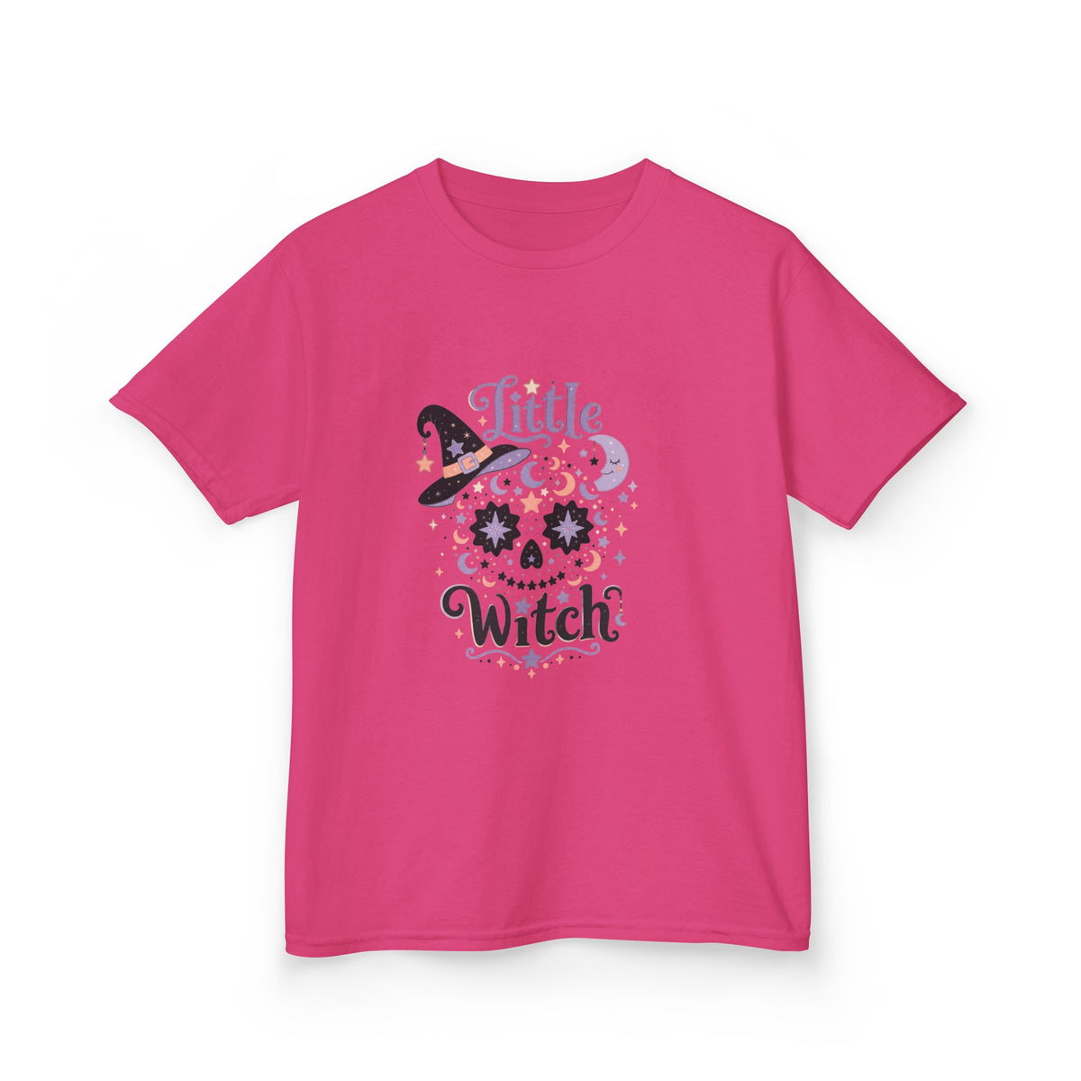 Kids T-Shirt - "Little Witch" Halloween Skull Design