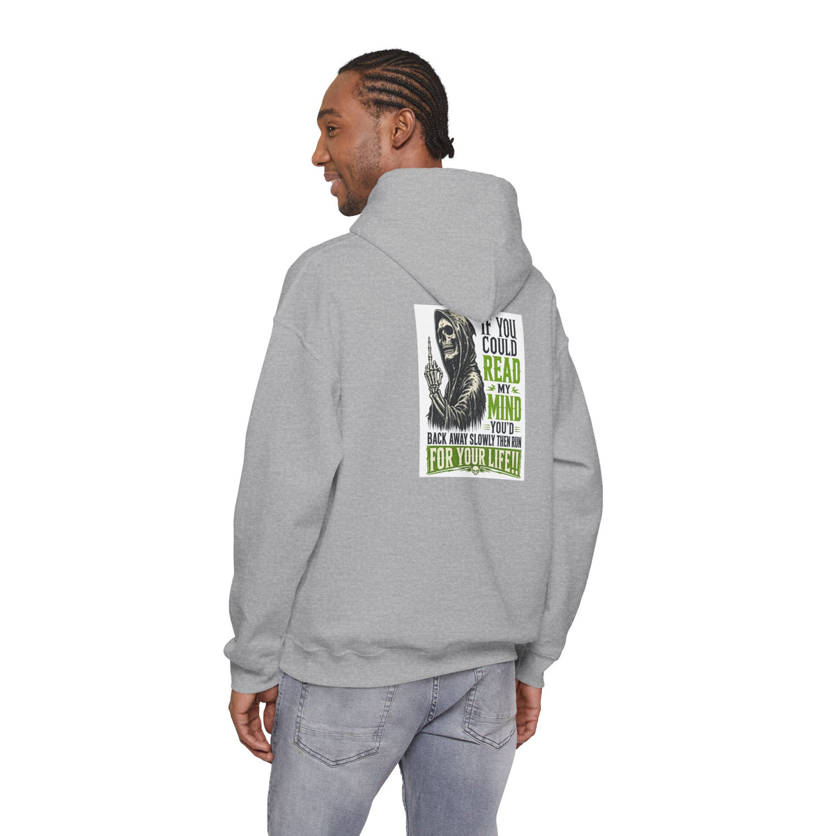 Reaper Graphic Hoodie — "You Could Read My Mind" Dark Humor Pullover