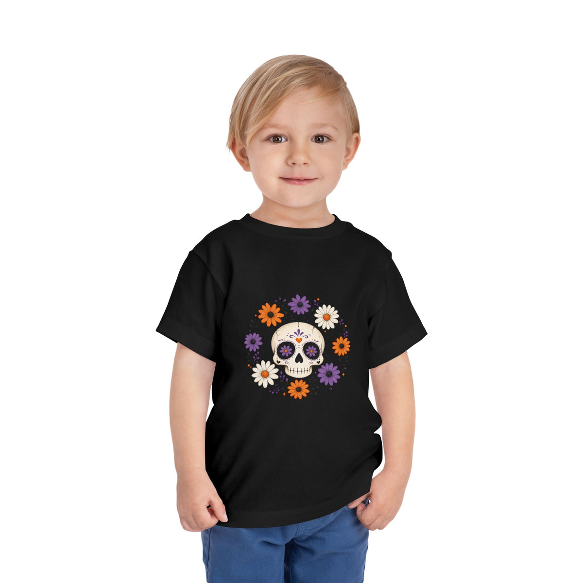 Toddler Tee — Floral Sugar Skull Day of the Dead Kids Shirt