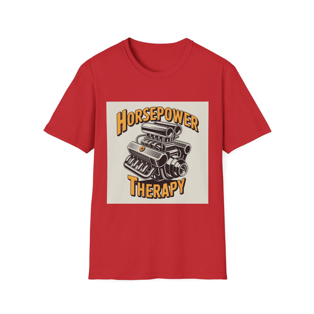 Horsepower Therapy T‑Shirt — Vintage Engine Graphic Auto Mechanic Tee