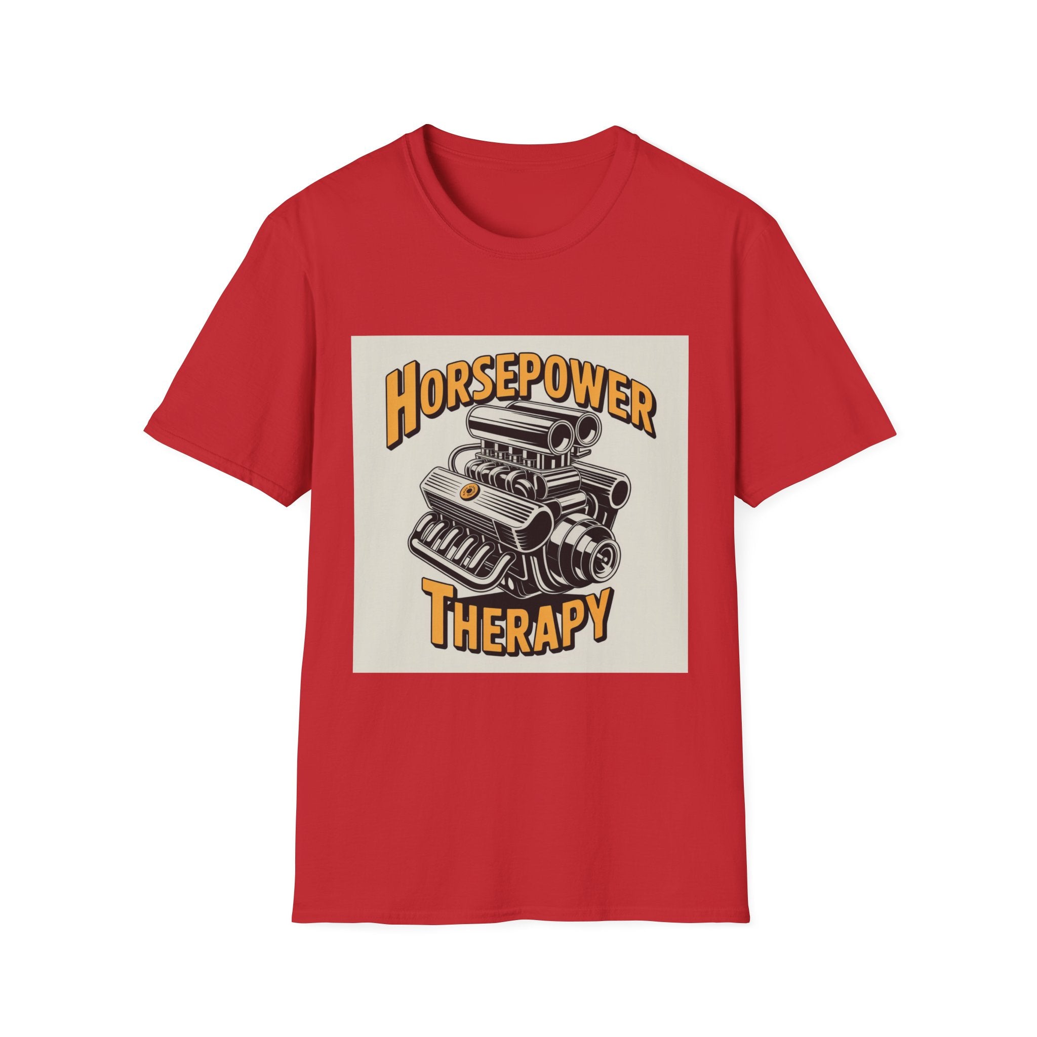 Horsepower Therapy T‑Shirt — Vintage Engine Graphic Auto Mechanic Tee