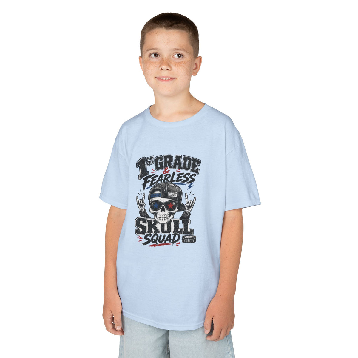 Kids Skull Squad T‑Shirt – 1st Grade Fearless Design