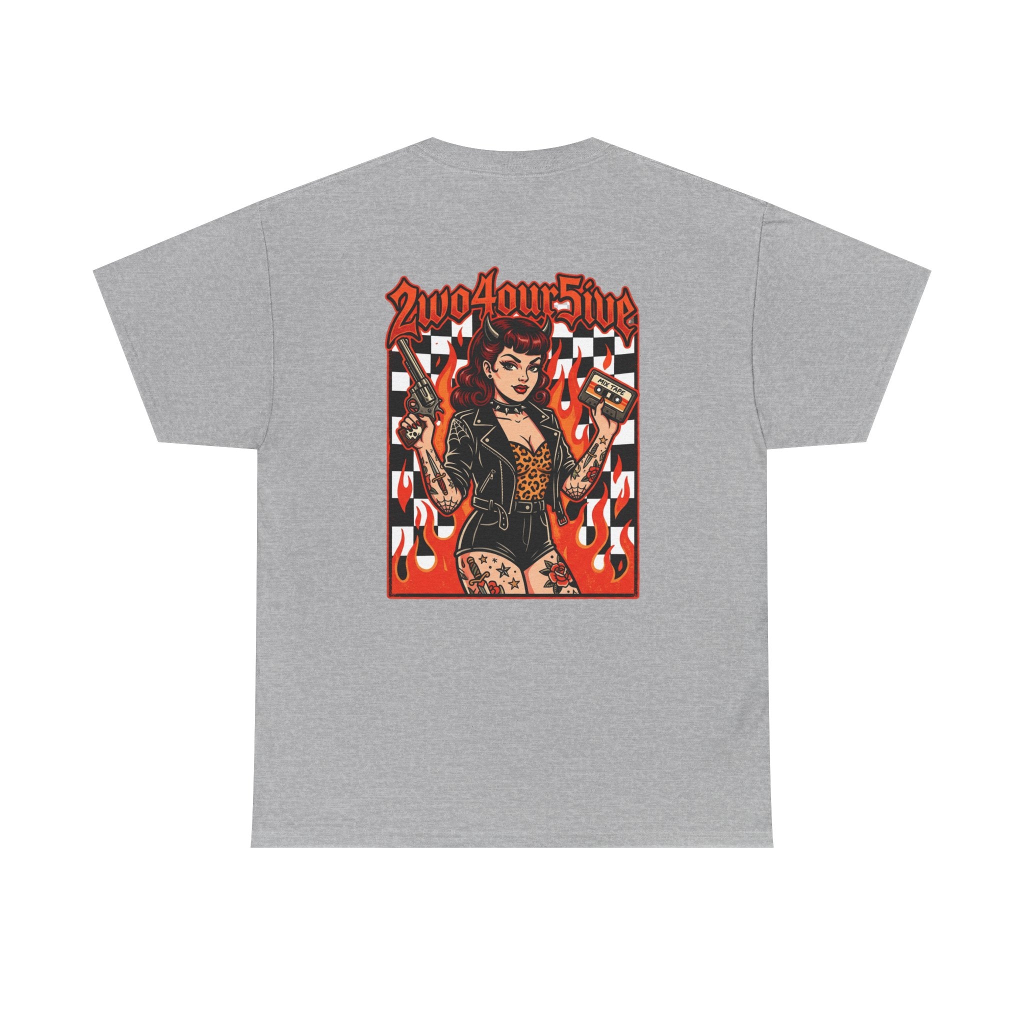 Graphic Tee — '2wo4our5ive' Pinup Racerback Design