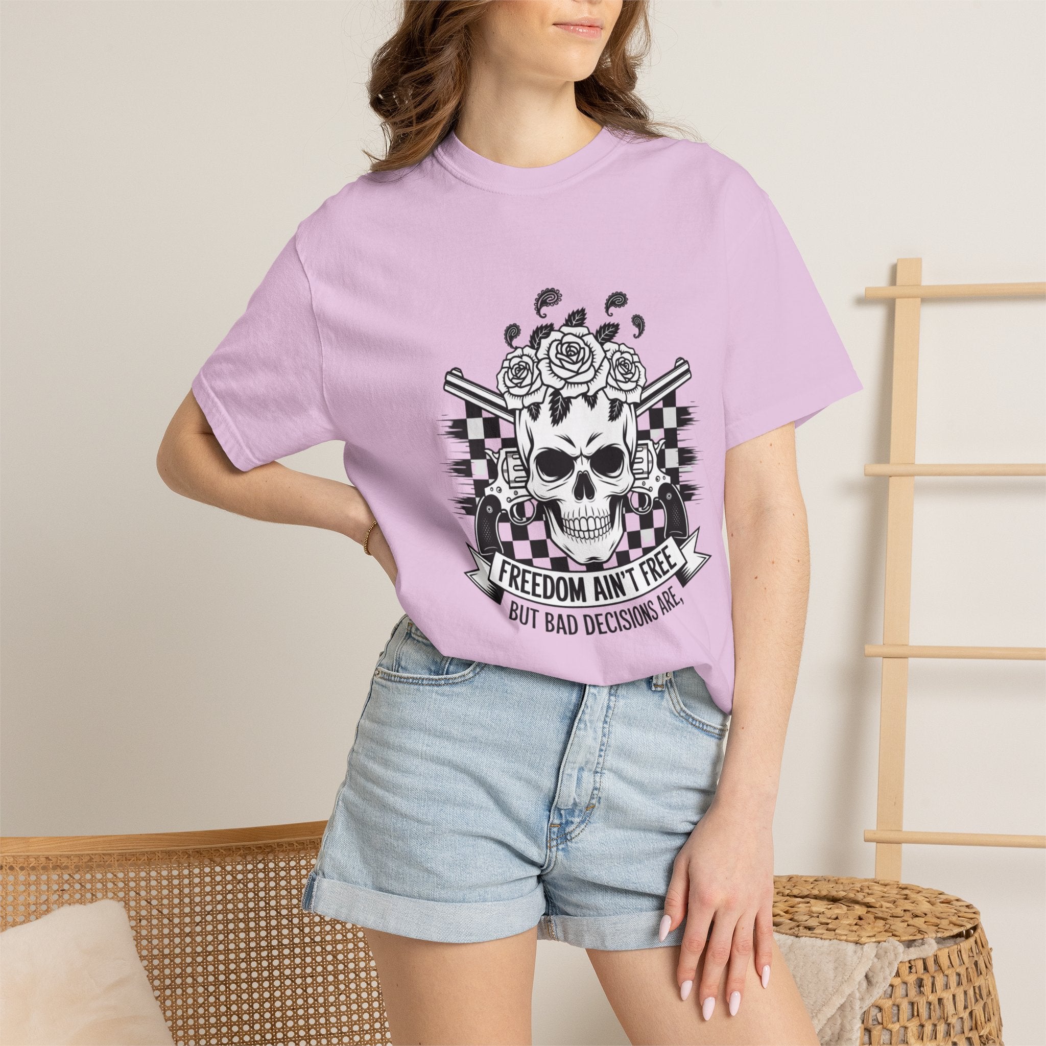 Skull & Roses T‑Shirt — "Freedom Ain't Free" Graphic Tee