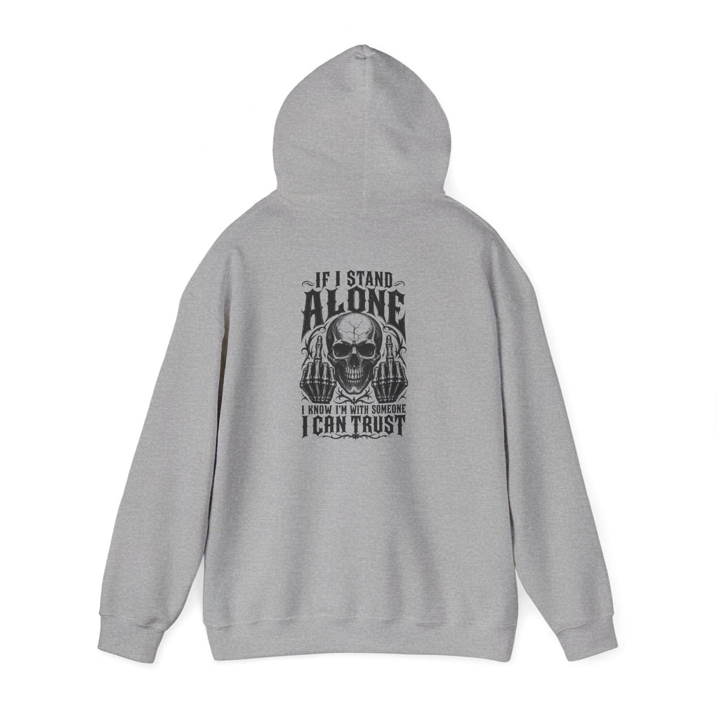 Skull Graphic Hoodie - "Alone I Can Trust" Gothic Skull Back Print
