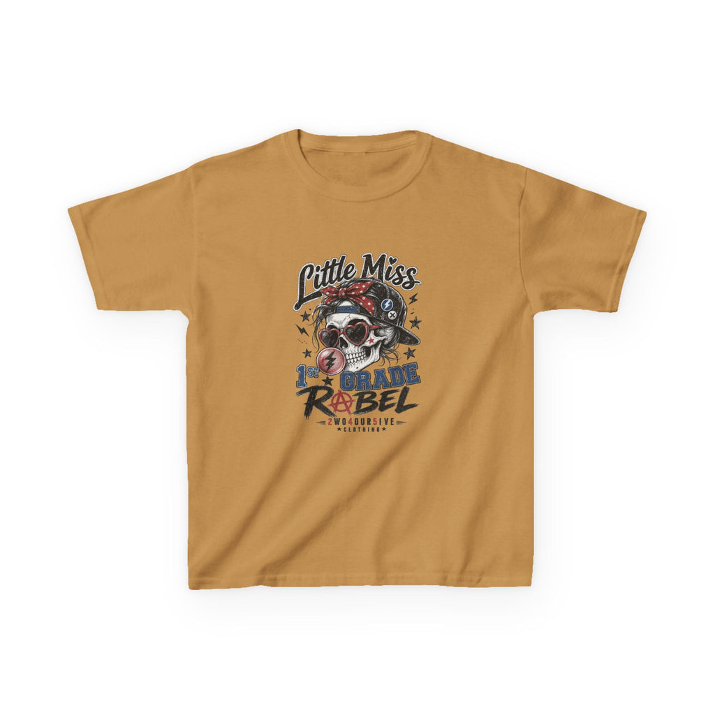 Kids T-Shirt — "Little Miss Rebel" Skull Bandana Graphic