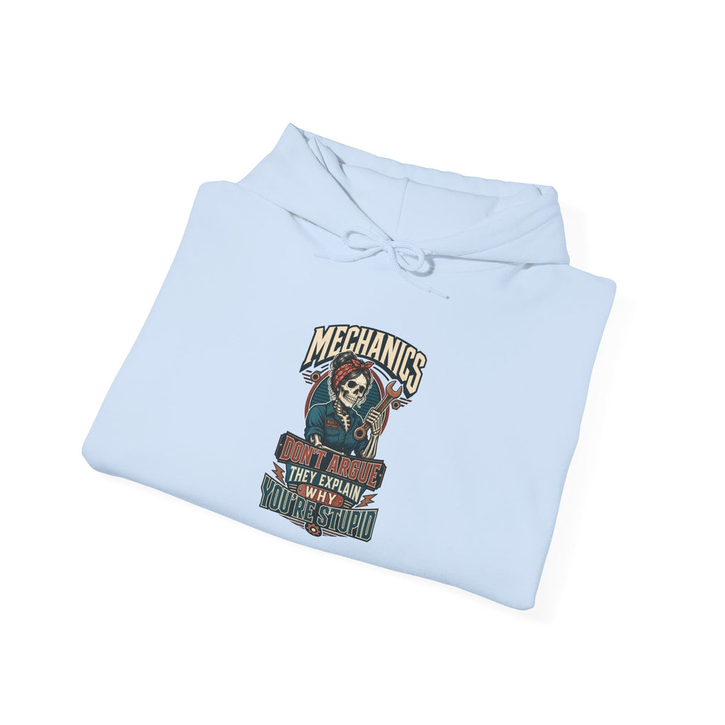 Mechanics Don't Argue Hoodie | Funny Vintage Skeleton Mechanic