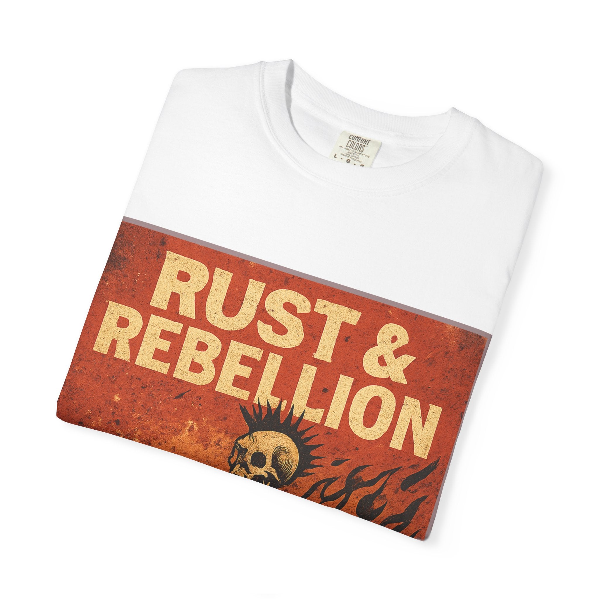 Rust & Rebellion Graphic T-Shirt — Skull Muscle Car Vintage Poster Design