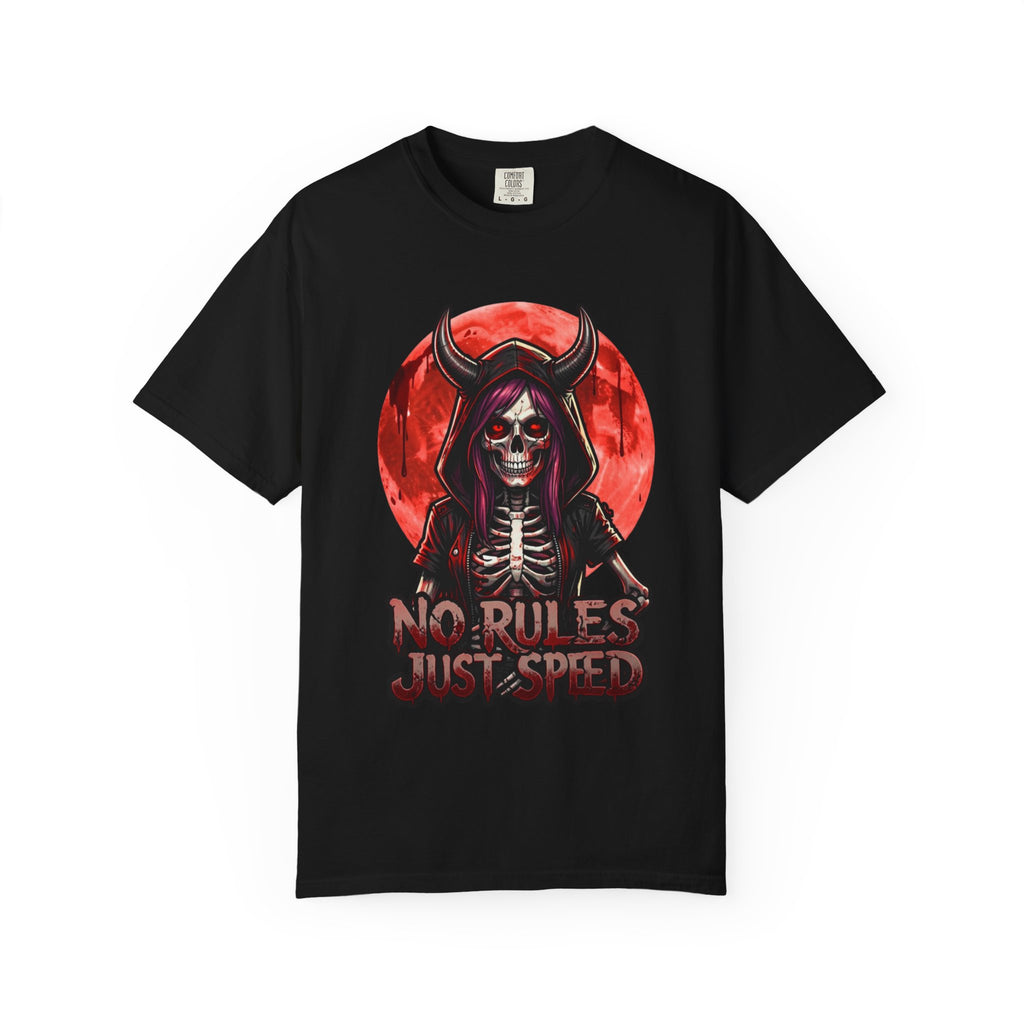 No Rules Just Speed Skull T-Shirt — Devil Rider Graphic Tee