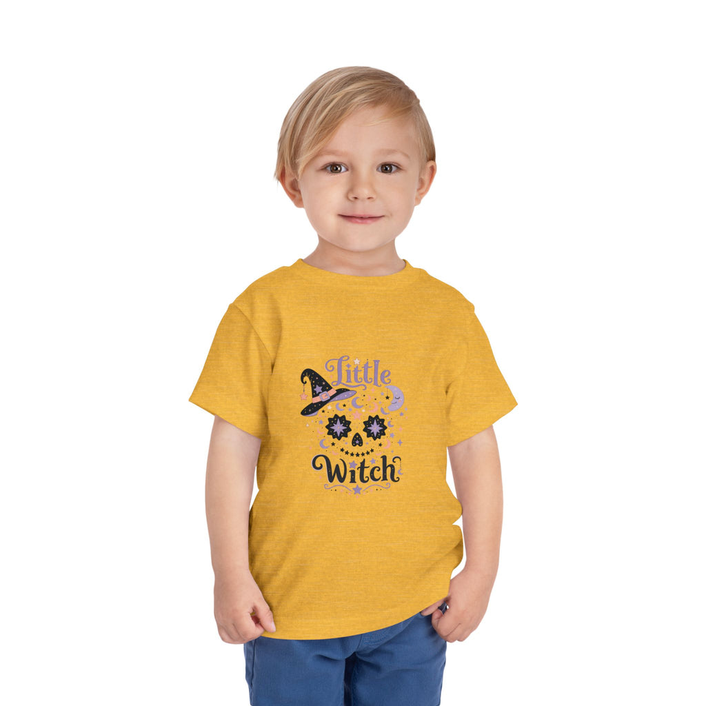 Toddler Tee — "Little Witch" Halloween Skull Hat Graphic