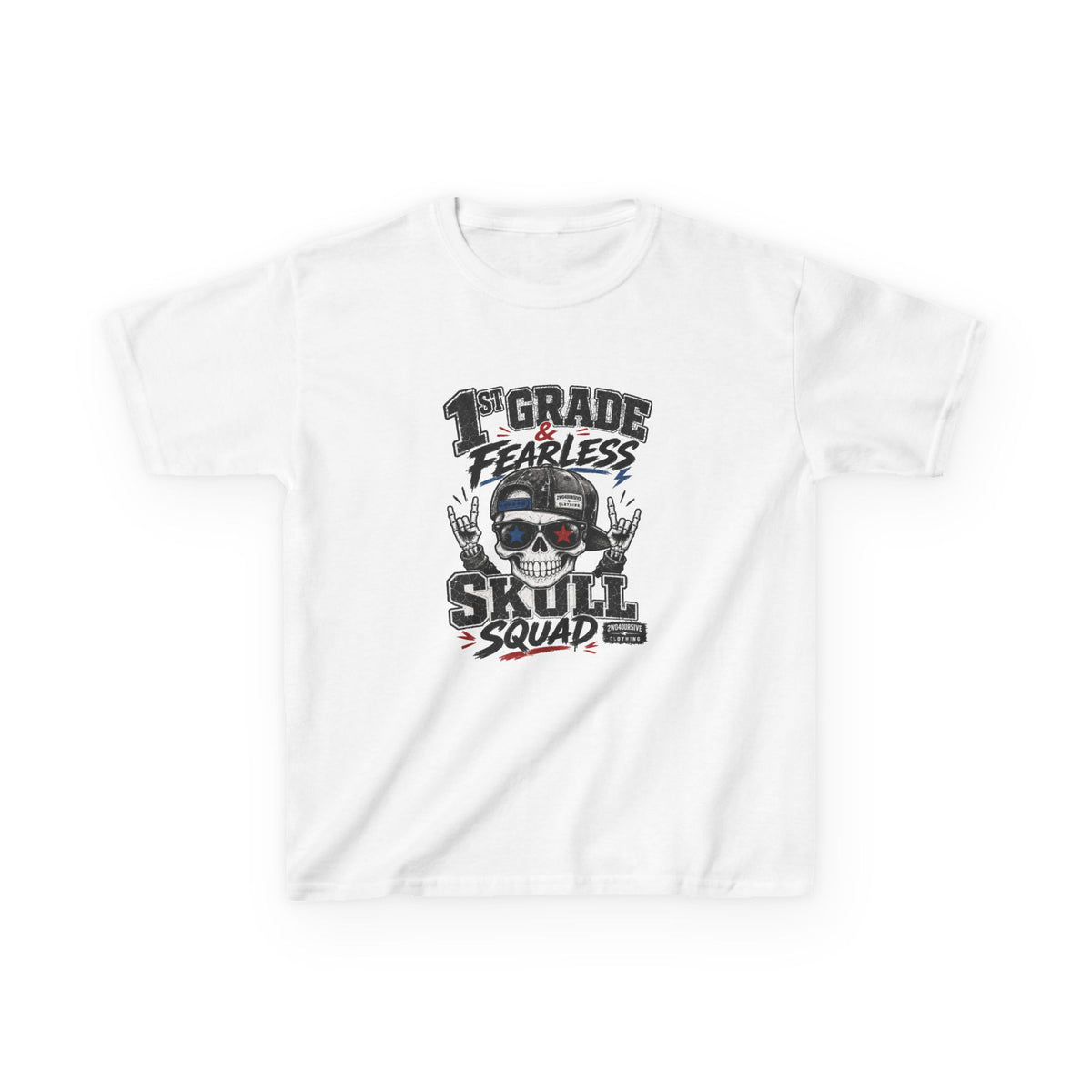 Kids Skull Squad T‑Shirt – 1st Grade Fearless Design