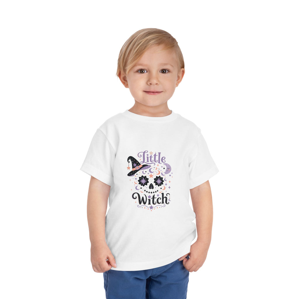 Toddler Tee — "Little Witch" Halloween Skull Hat Graphic