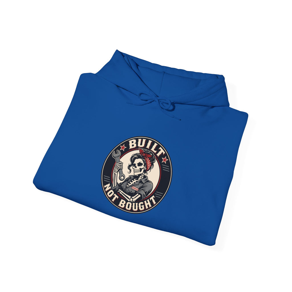Built Not Bought Hoodie | Skeleton Mechanic Garage Badge