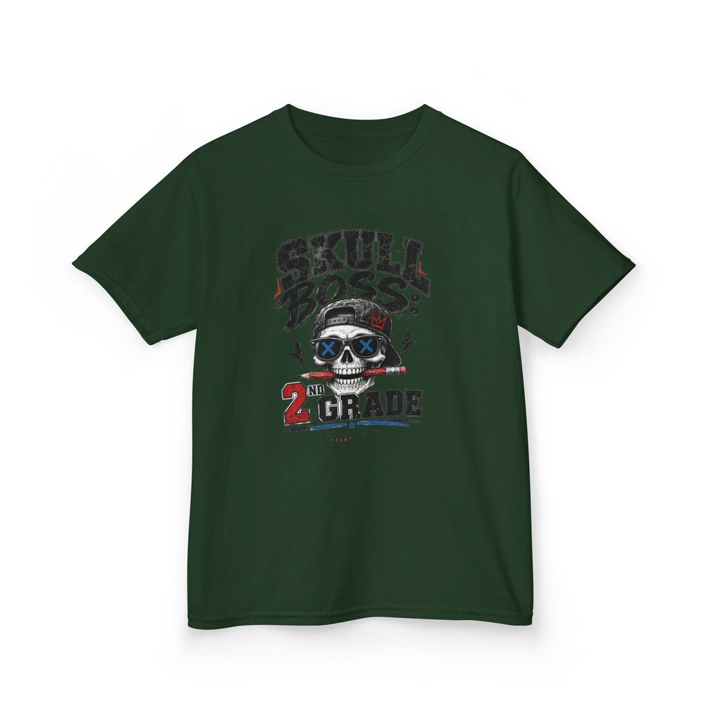 Kids Tee — "Skull Boss 2nd Grade" Back-to-School Graphic Shirt