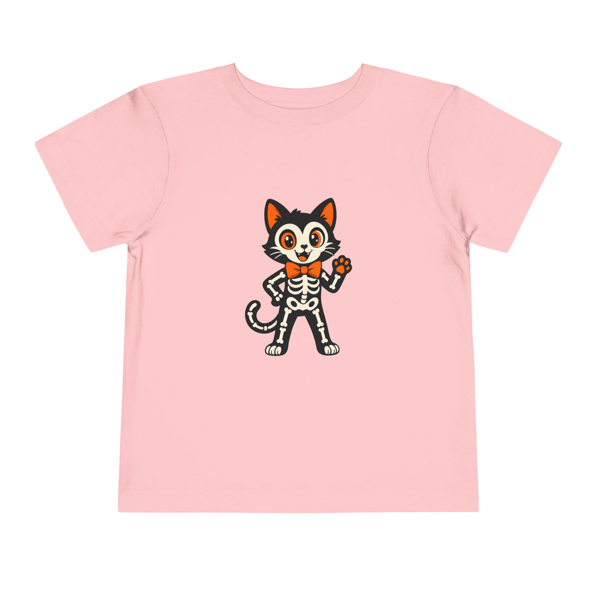 Toddler Tee — Cute Cat Skeleton Halloween Shirt