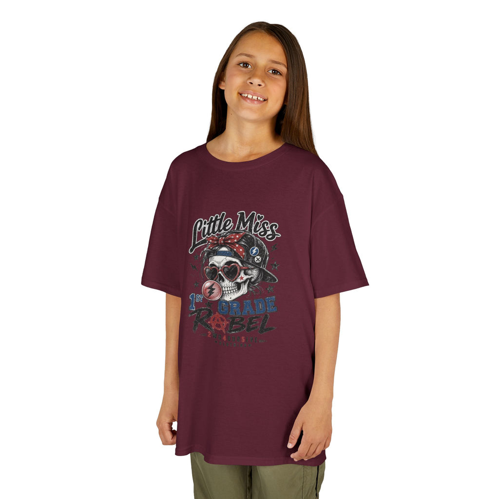 Kids T-Shirt — "Little Miss Rebel" Skull Bandana Graphic