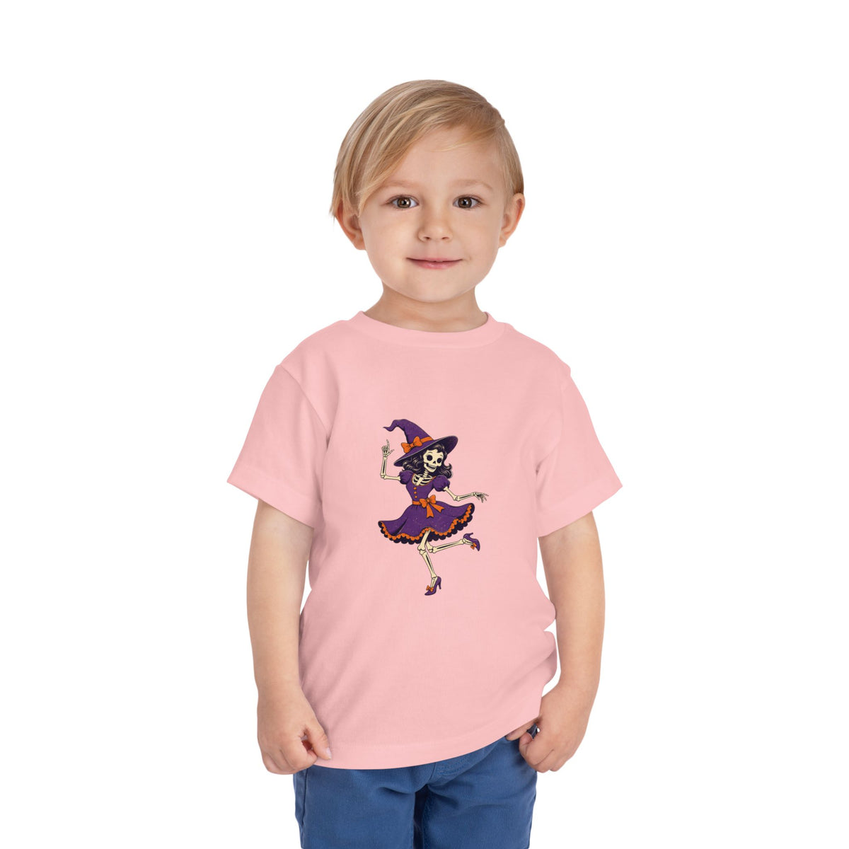 Toddler Witch Skeleton Tee — Cute Dancing Skeleton Halloween Shirt for Kids
