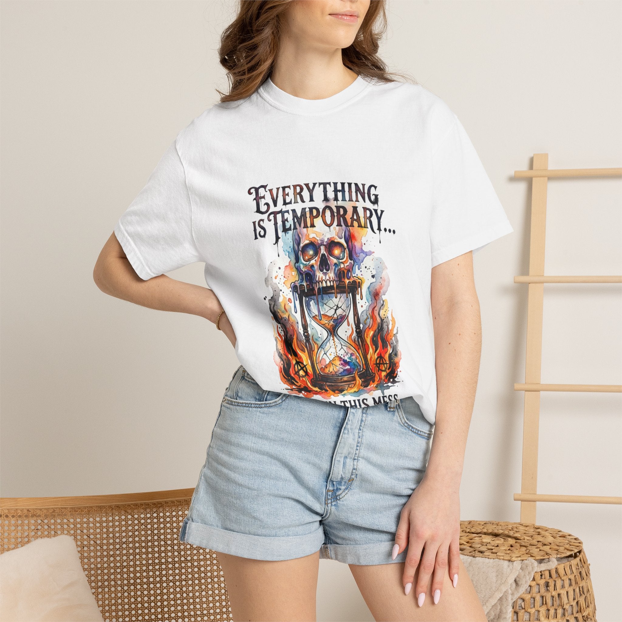 Everything Is Temporary T-Shirt — Skull Hourglass Graphic Tee