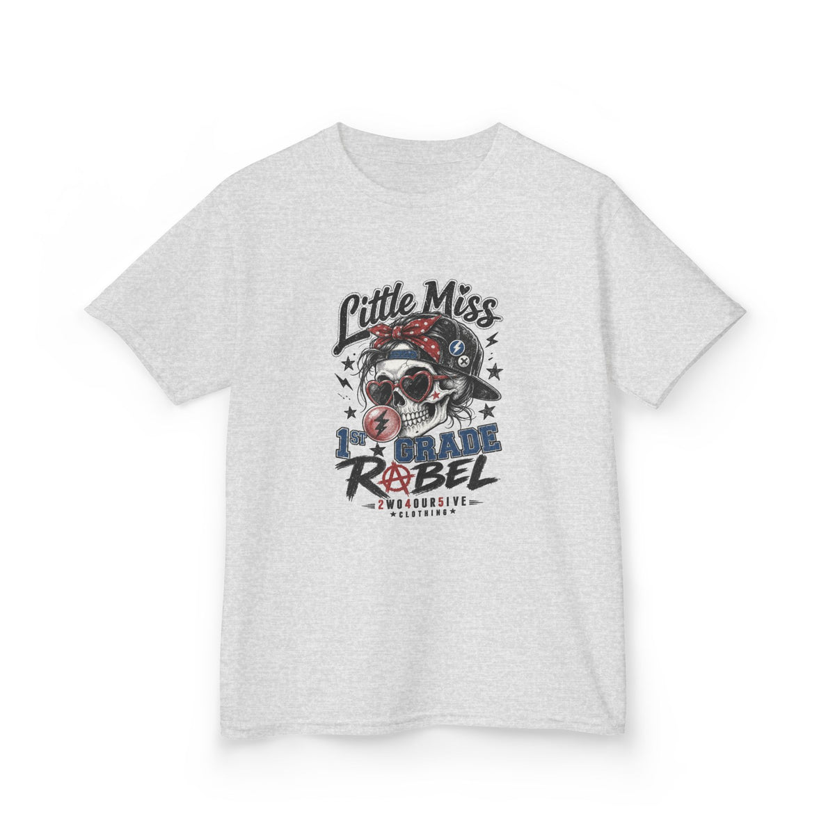 Kids T-Shirt — "Little Miss Rebel" Skull Bandana Graphic