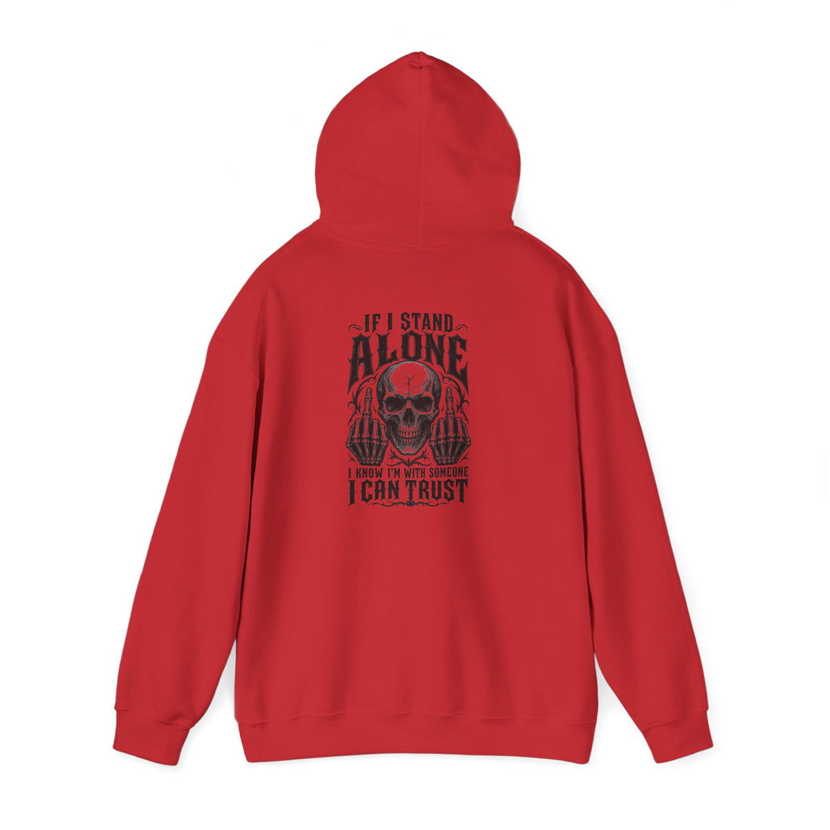 Skull Graphic Hoodie - "Alone I Can Trust" Gothic Skull Back Print
