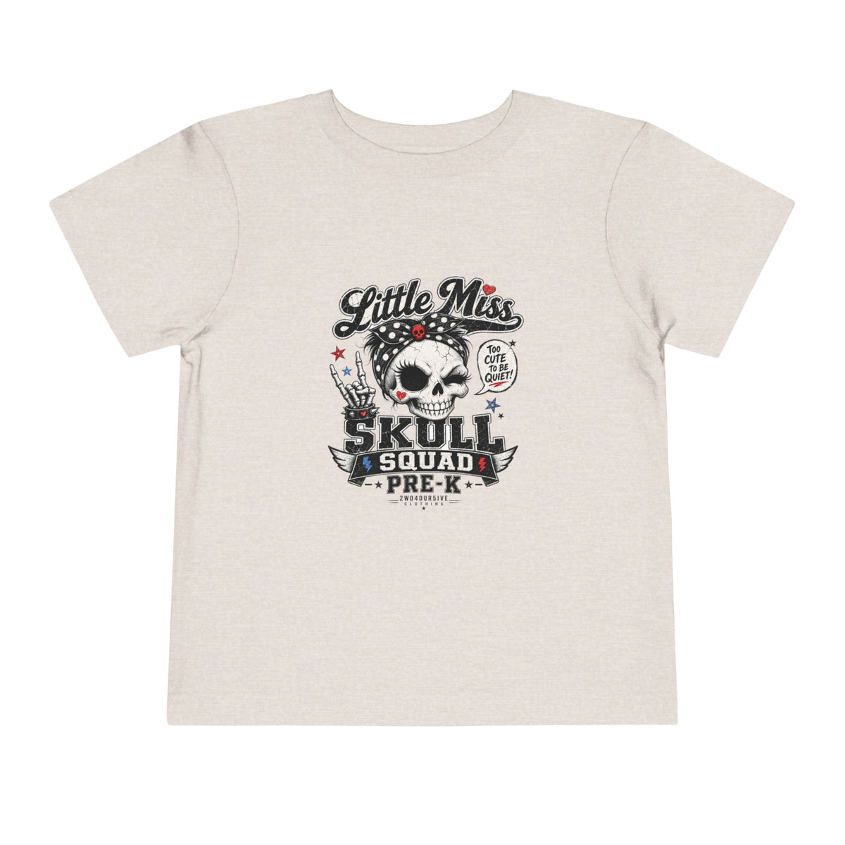 Toddler Tee - "Little Miss Skull Squad Pre-K" Cute Punk Skull Shirt for Preschool Girls