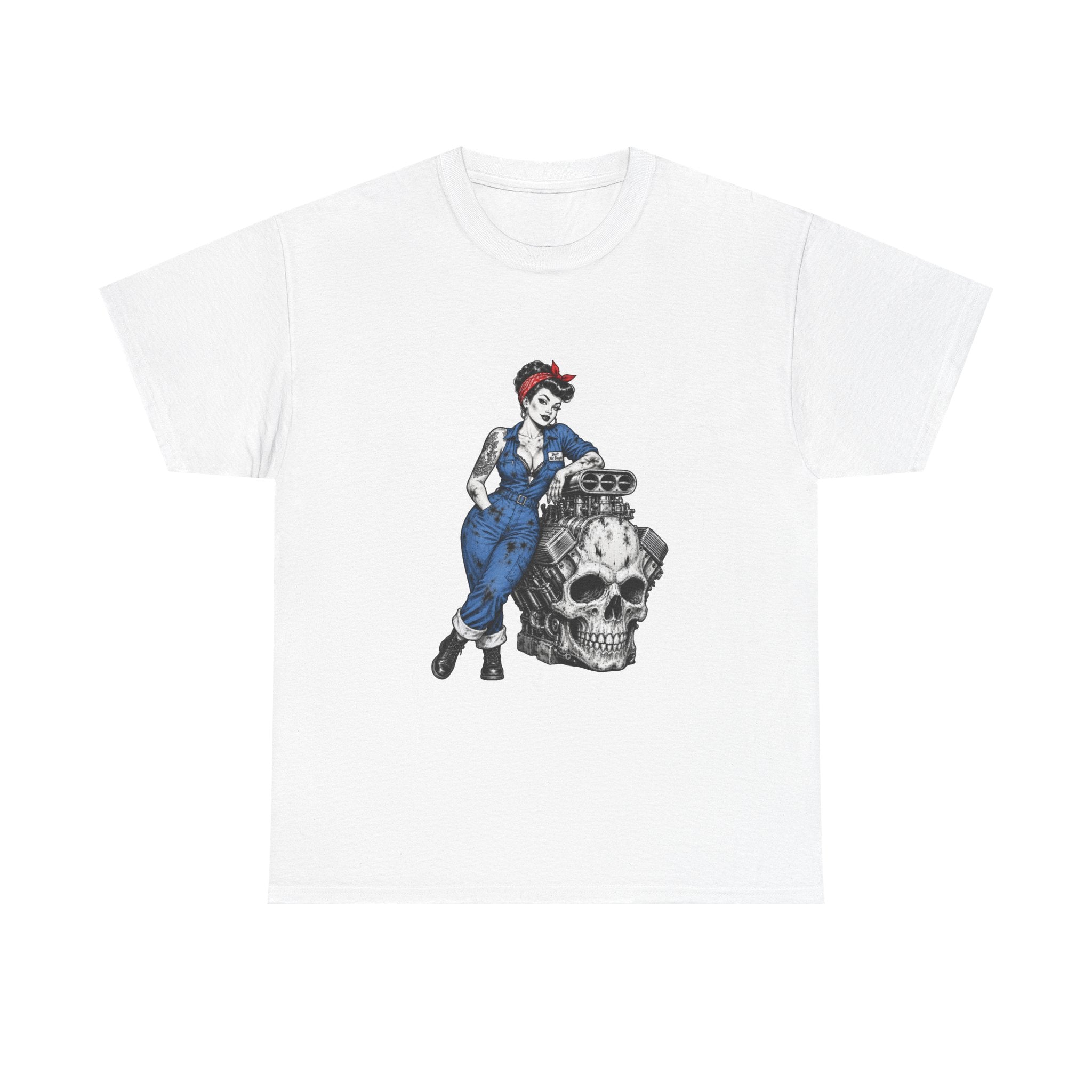 Rosie the Riveter Skull Tee — Feminist Retro Workwear Graphic T-Shirt