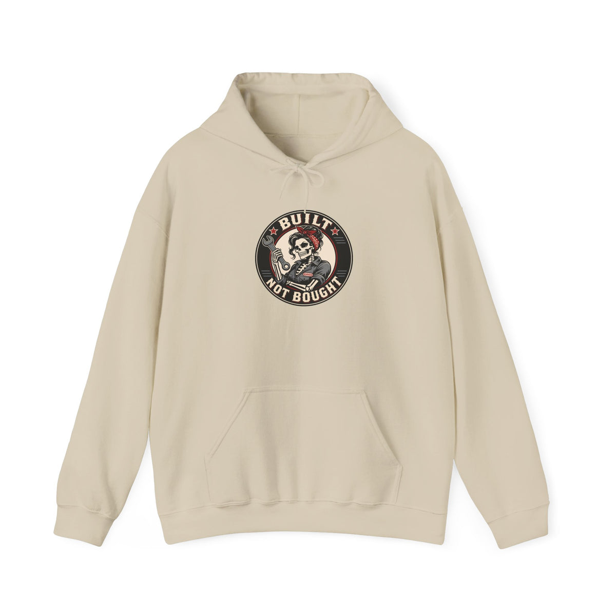 Built Not Bought Hoodie | Skeleton Mechanic Garage Badge