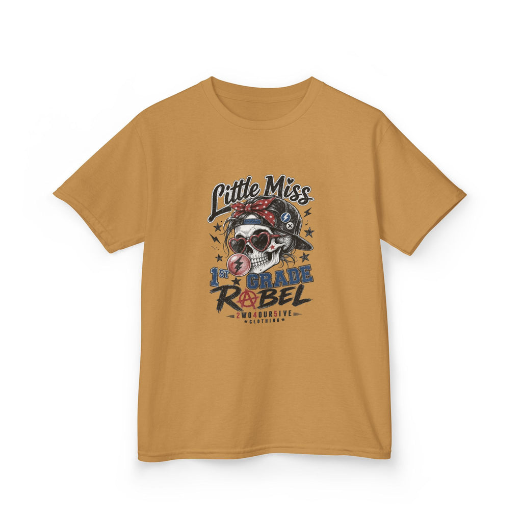 Kids T-Shirt — "Little Miss Rebel" Skull Bandana Graphic
