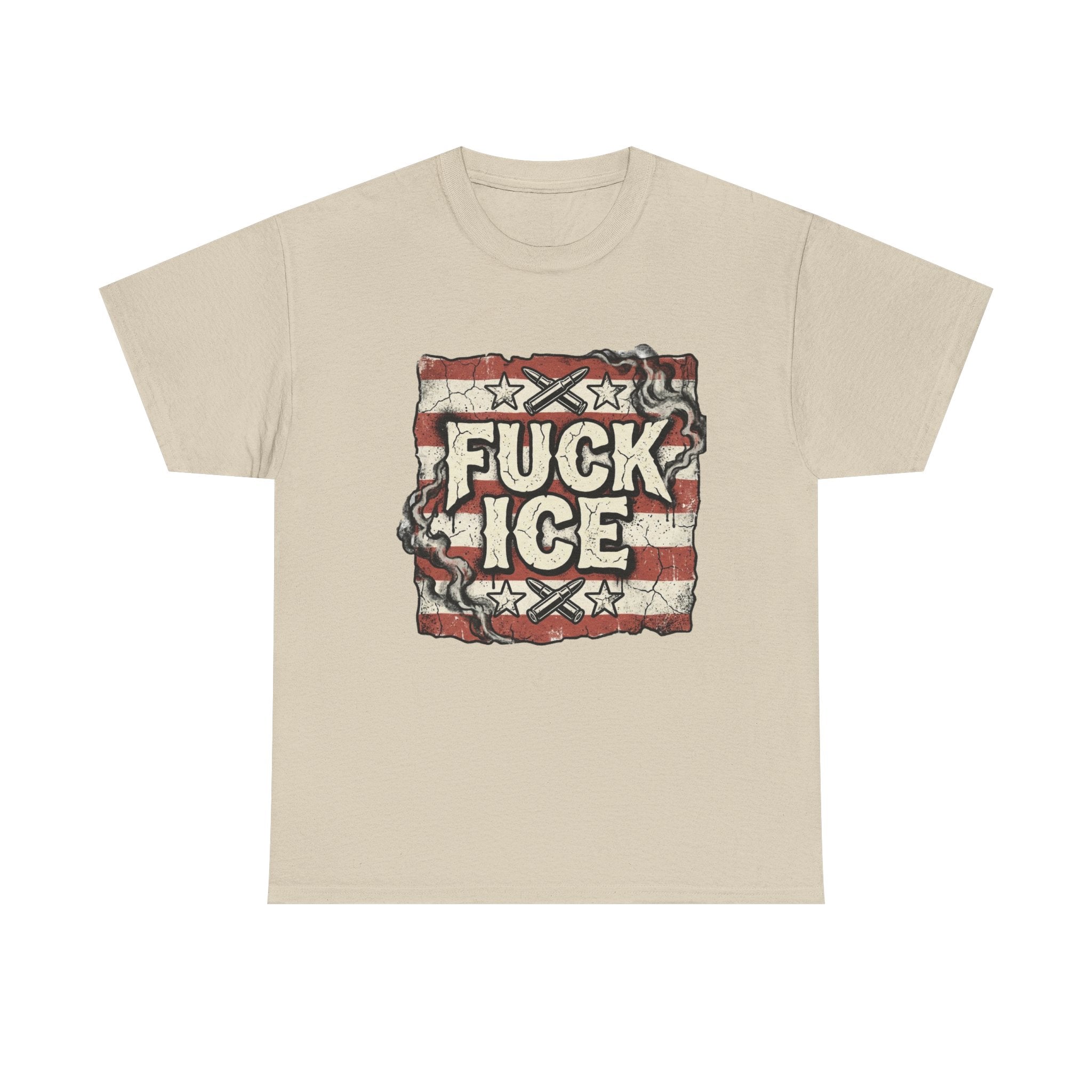 Graphic Tee — "FUCK ICE" Distressed American Flag Protest T‑Shirt