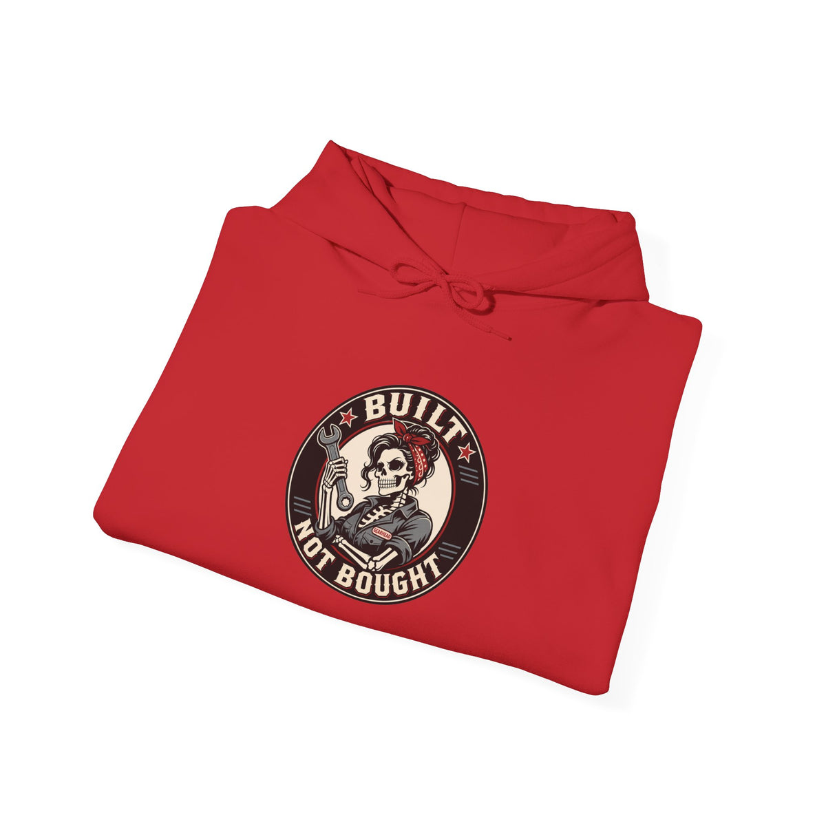 Built Not Bought Hoodie | Skeleton Mechanic Garage Badge