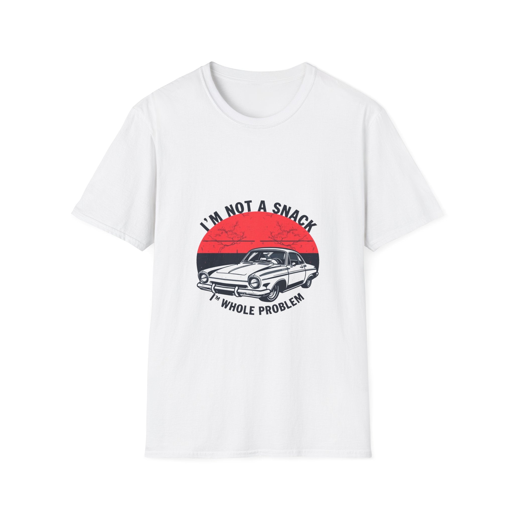 Classic Muscle Car T-Shirt — "I'm Not a Snack, I'm a Whole Problem" Vintage Sunset Tee