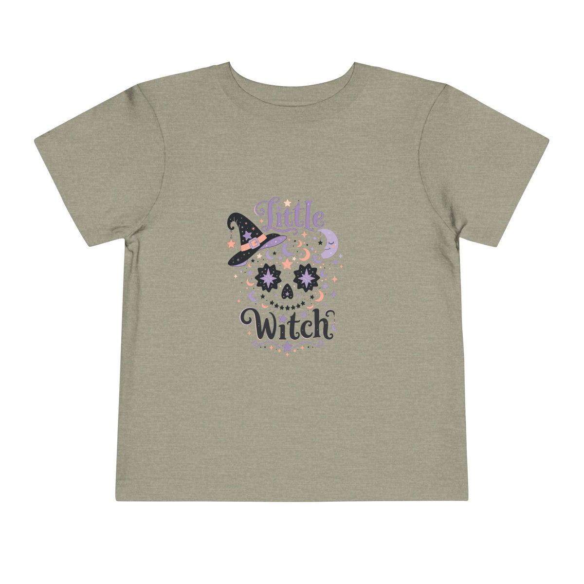 Toddler Tee — "Little Witch" Halloween Skull Hat Graphic