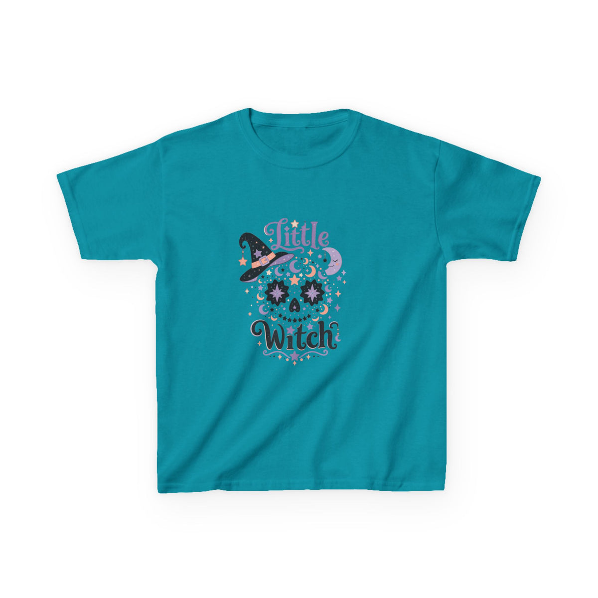 Kids T-Shirt - "Little Witch" Halloween Skull Design