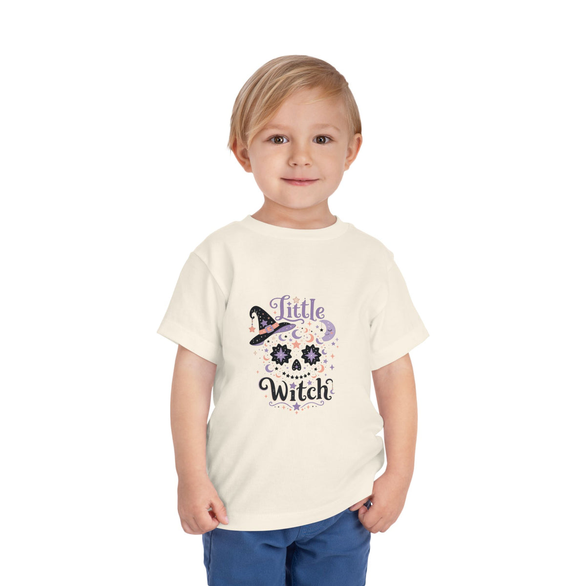 Toddler Tee — "Little Witch" Halloween Skull Hat Graphic